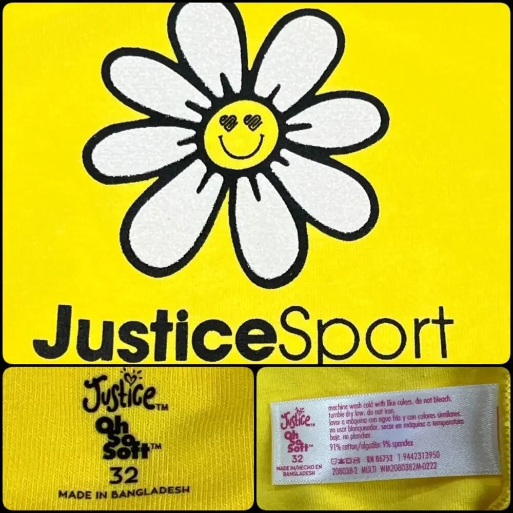 Justice Oh So Soft Girls Racerback Youth Sports Bra Black Yellow Sz 32 Seamless